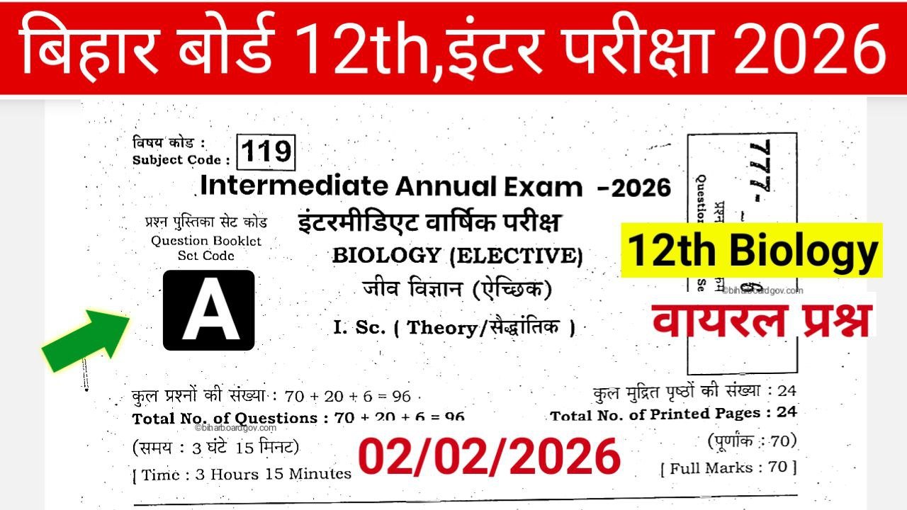 02 February,12th Biology Viral Question 2026