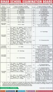 Bihar Board 12th Exam Date 2026