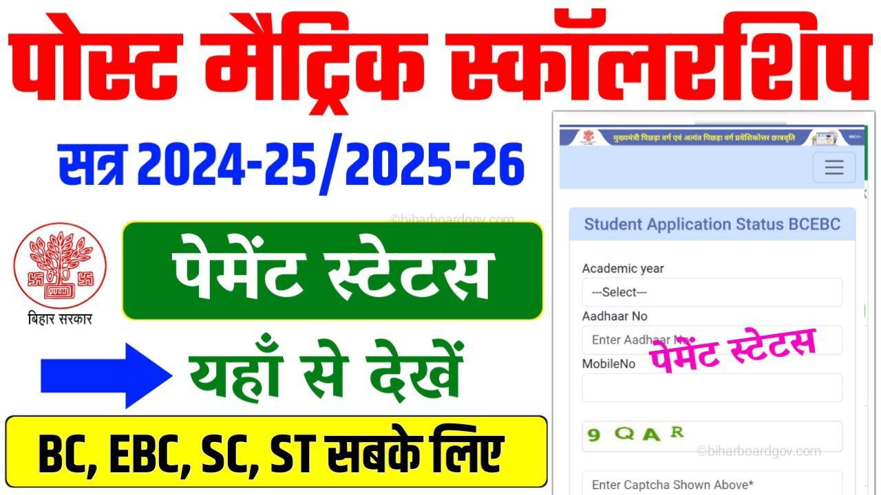 Bihar Post Matric Scholarship 2026 Payment Status