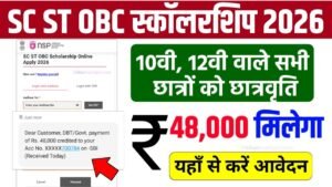 SC ST OBC Scholarship Online Apply 2026