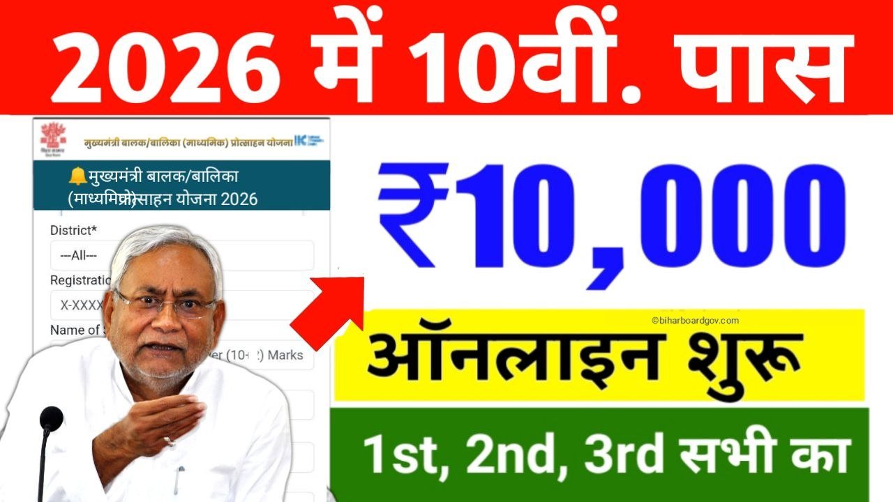 Bihar Board 10th Pass Scholarship 2026 Apply Link